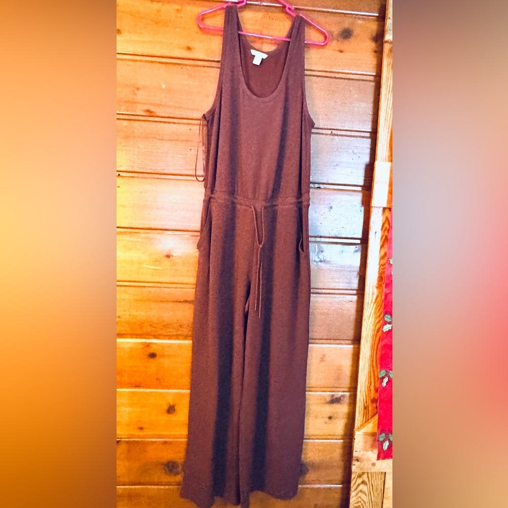 ATHLETA NWOT Abstract Brown Wide-Leg Jumpsuit Large